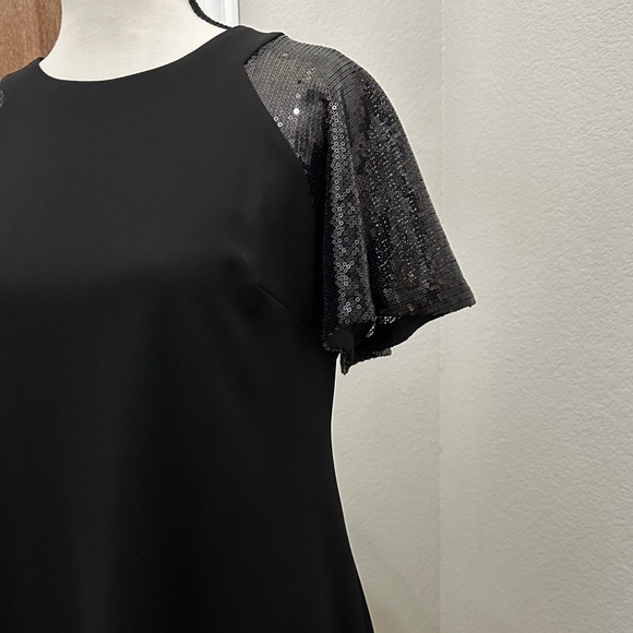 Calvin Klein Black Dress with Shimmering Sleeves - Picture 4 of 10